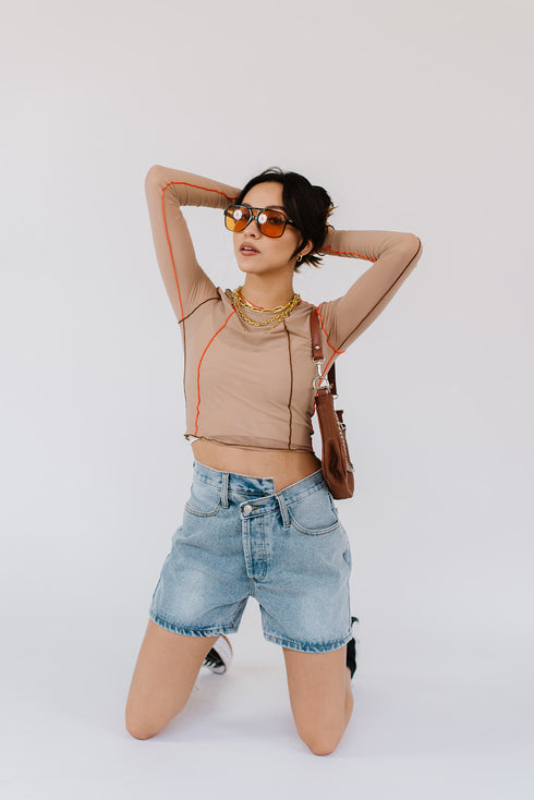 Fast Lane Mesh Top // Tan